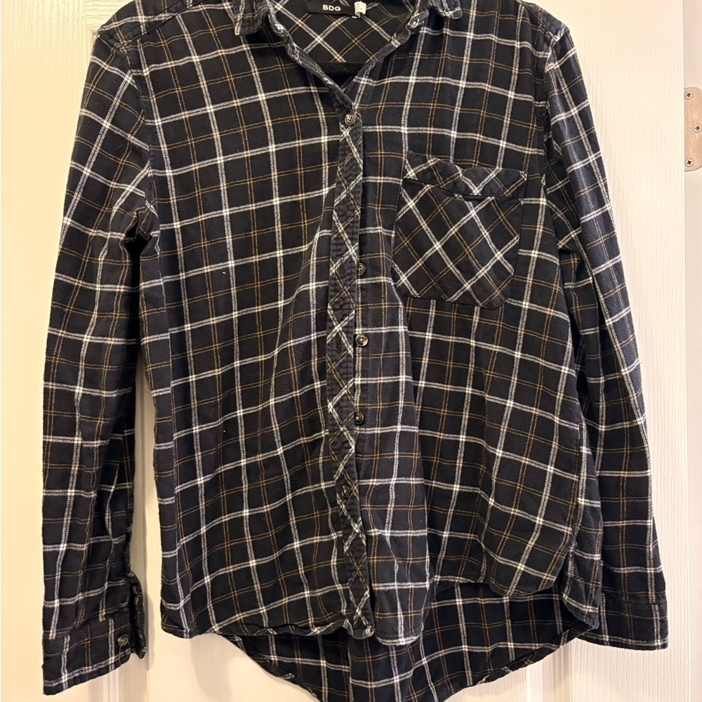 BDG Black and White Checkered Flannel